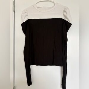 Zara Black and White Ribbed Long Sleeve Top